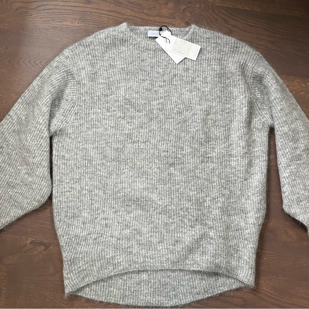 Sayaka Davis Heather Gray Women's Oversize Crew Neck Sweater
